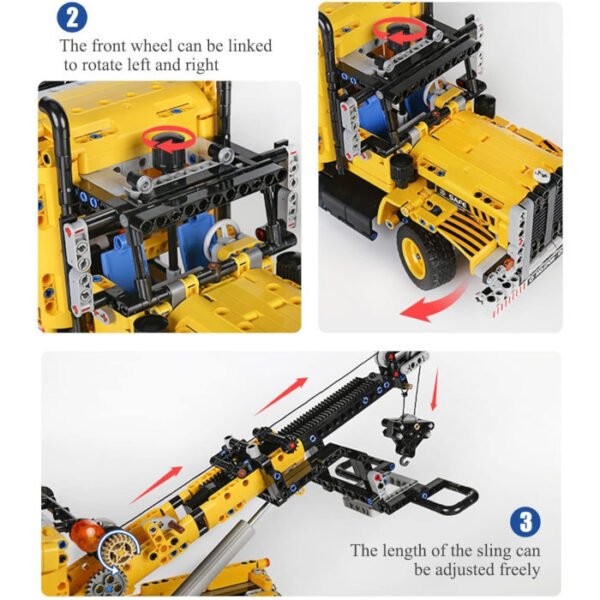 Grúa de camión de remolque sin motor Mould King 1250 pcs - Imagen 4