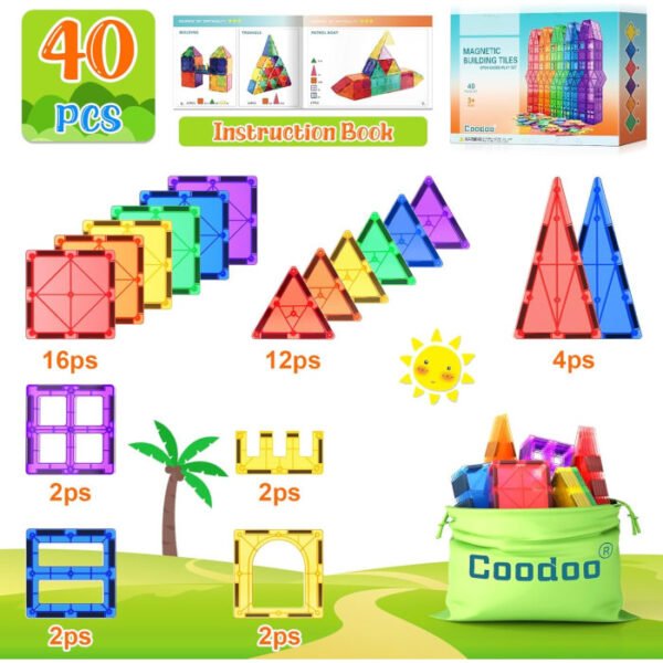 Bloques Magnéticos Montessori 40 pcs - Imagen 2