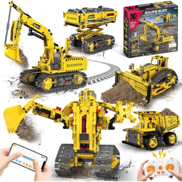 Ulikey Vehículos de construcción teledirigido con App 555 pcs 5 en 1