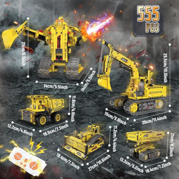 Ulikey Vehículos de construcción teledirigido con App 555 pcs 5 en 1 - Imagen 5