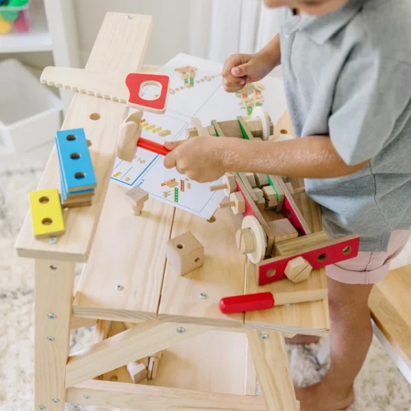 Melissa & Doug banco de trabajo 55 pcs de construcción - Imagen 6