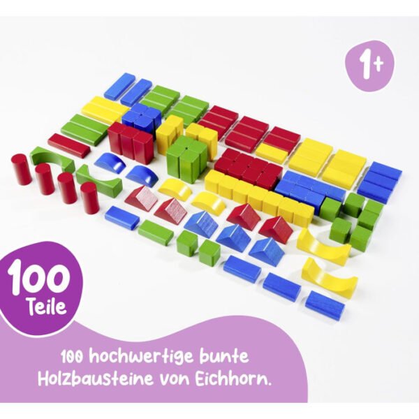 Bloques de madera de colores 100 pcs Eichhorn - Imagen 3
