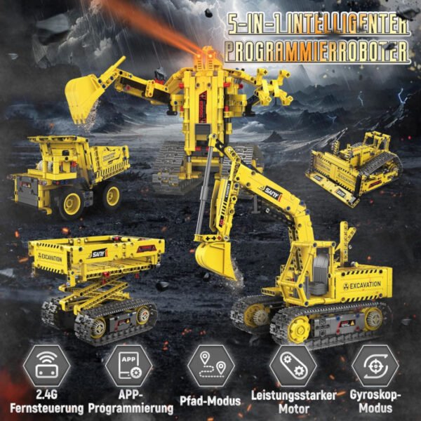 Ulikey Vehículos de construcción teledirigido con App 555 pcs 5 en 1 - Imagen 4