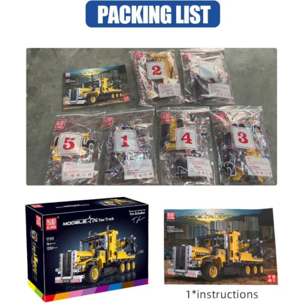 Grúa de camión de remolque sin motor Mould King 1250 pcs - Imagen 5