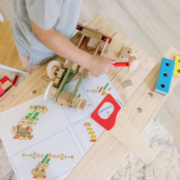 Melissa & Doug banco de trabajo 55 pcs de construcción - Imagen 5