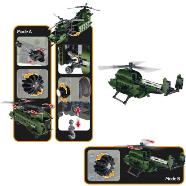 Maqueta construcción helicóptero 393 pcs 2 en 1 - Imagen 2