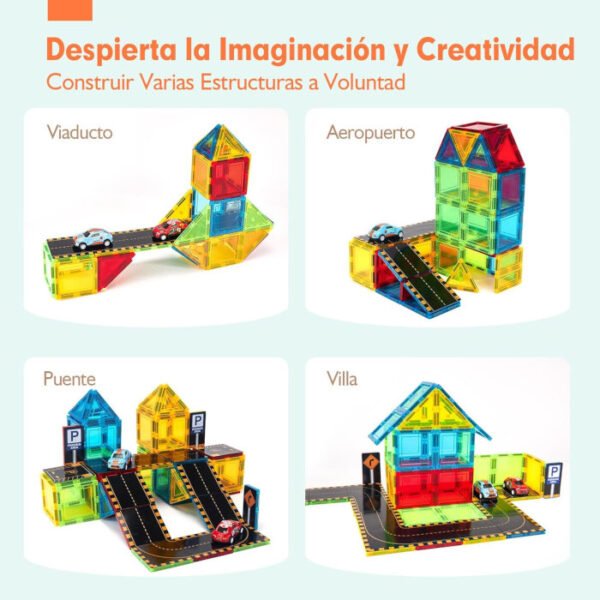 Construcciones magnéticas  ciudad con 2 Coches y 64 piezas de hahaland - Imagen 2