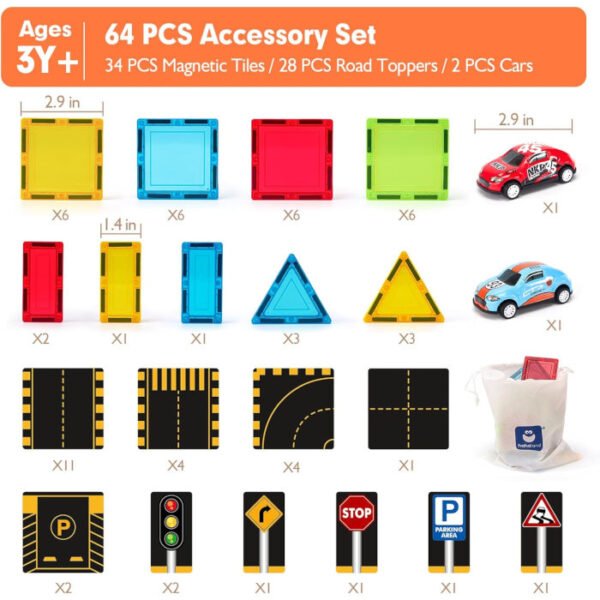 Construcciones magnéticas  ciudad con 2 Coches y 64 piezas de hahaland - Imagen 3