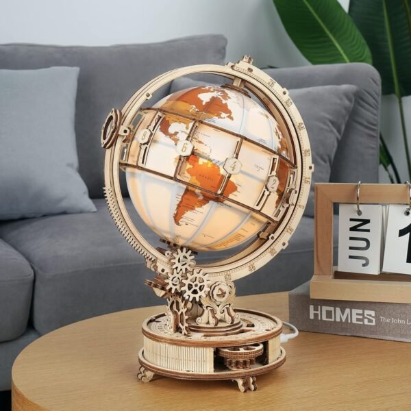 Globo luminoso de madera mecánico ensamblado ROBOTIME - Imagen 9