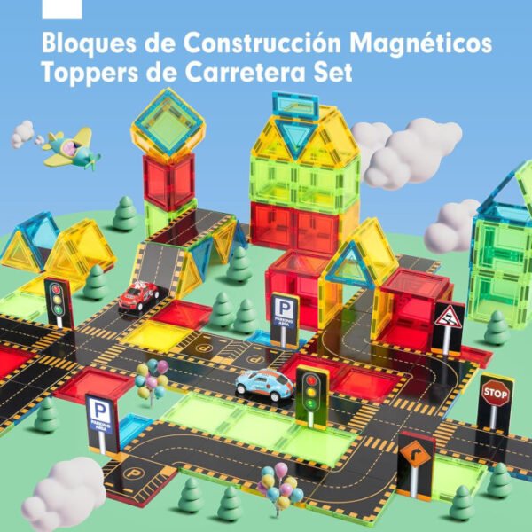 Construcciones magnéticas  ciudad con 2 Coches y 64 piezas de hahaland - Imagen 5