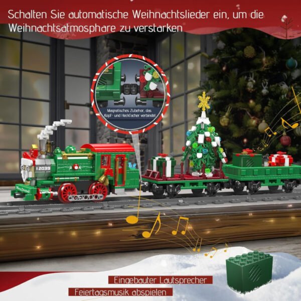 Tren de Navidad con motores y musica mando a control 922 pcs Mould King - Imagen 5