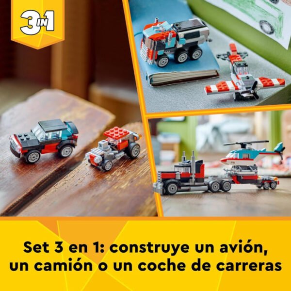3 en 1 Camión con helicóptero, avión de Hélices, bólido y coche SUV de LEGO - Imagen 5