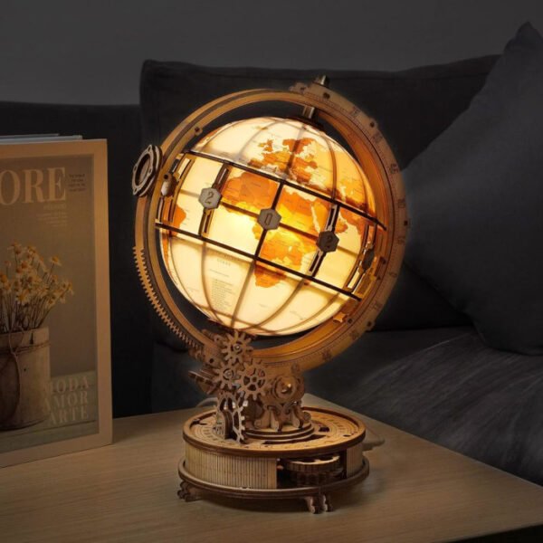 Globo luminoso de madera mecánico ensamblado ROBOTIME - Imagen 5