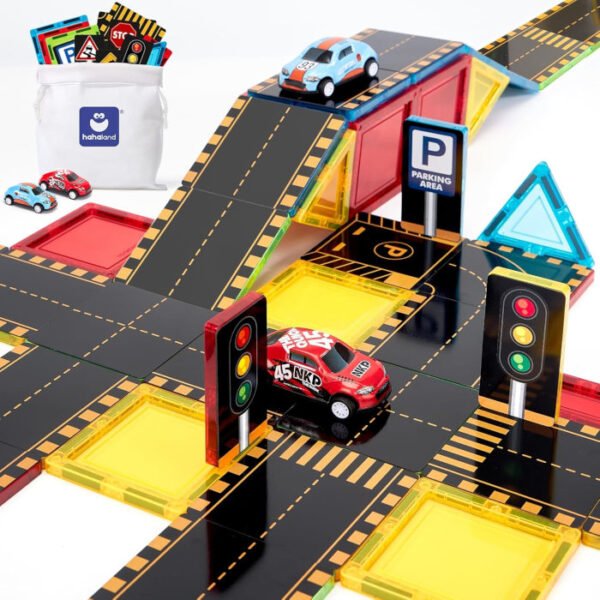 Construcciones magnéticas  ciudad con 2 Coches y 64 piezas de hahaland