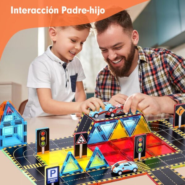 Construcciones magnéticas  ciudad con 2 Coches y 64 piezas de hahaland - Imagen 7