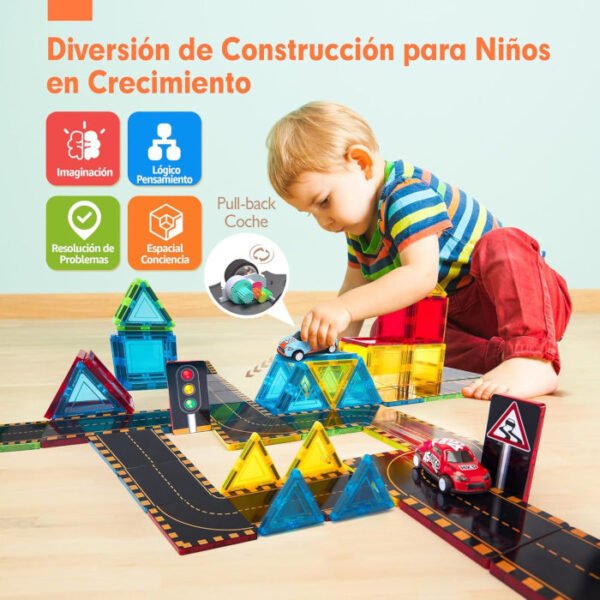 Construcciones magnéticas  ciudad con 2 Coches y 64 piezas de hahaland - Imagen 6