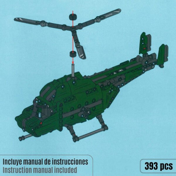 Maqueta construcción helicóptero 393 pcs 2 en 1 - Imagen 4