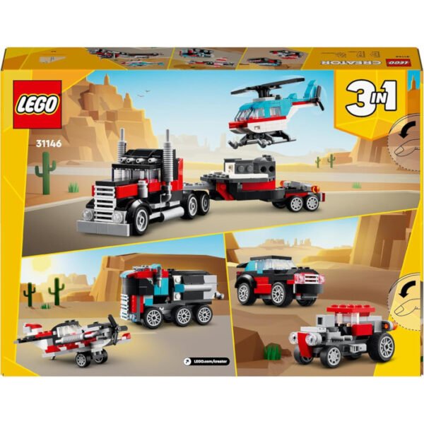 3 en 1 Camión con helicóptero, avión de Hélices, bólido y coche SUV de LEGO - Imagen 4