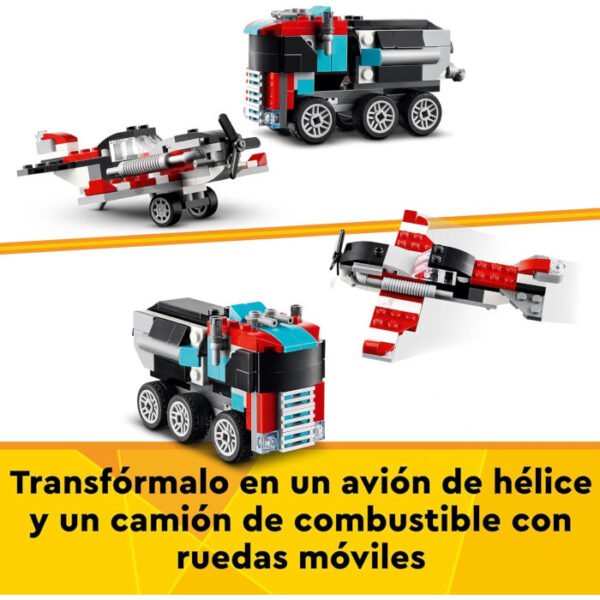 3 en 1 Camión con helicóptero, avión de Hélices, bólido y coche SUV de LEGO - Imagen 6