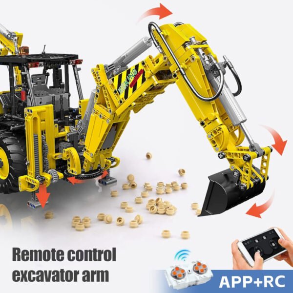 Retroexcavadora teledirigido con mando a distancia o App 8 motores 2239 pcs Mould King - Imagen 6