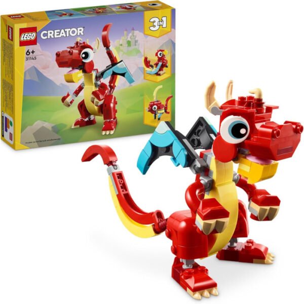 3 en 1 Dragón rojo, figura de pez o ave fénix LEGO Creator