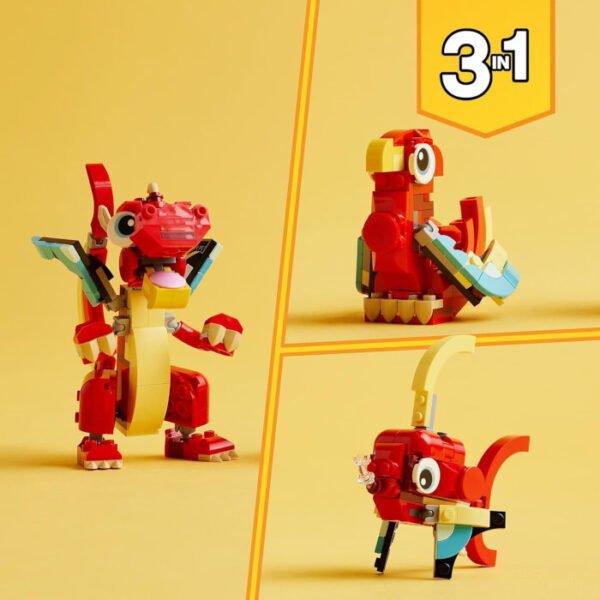 3 en 1 Dragón rojo, figura de pez o ave fénix LEGO Creator - Imagen 4